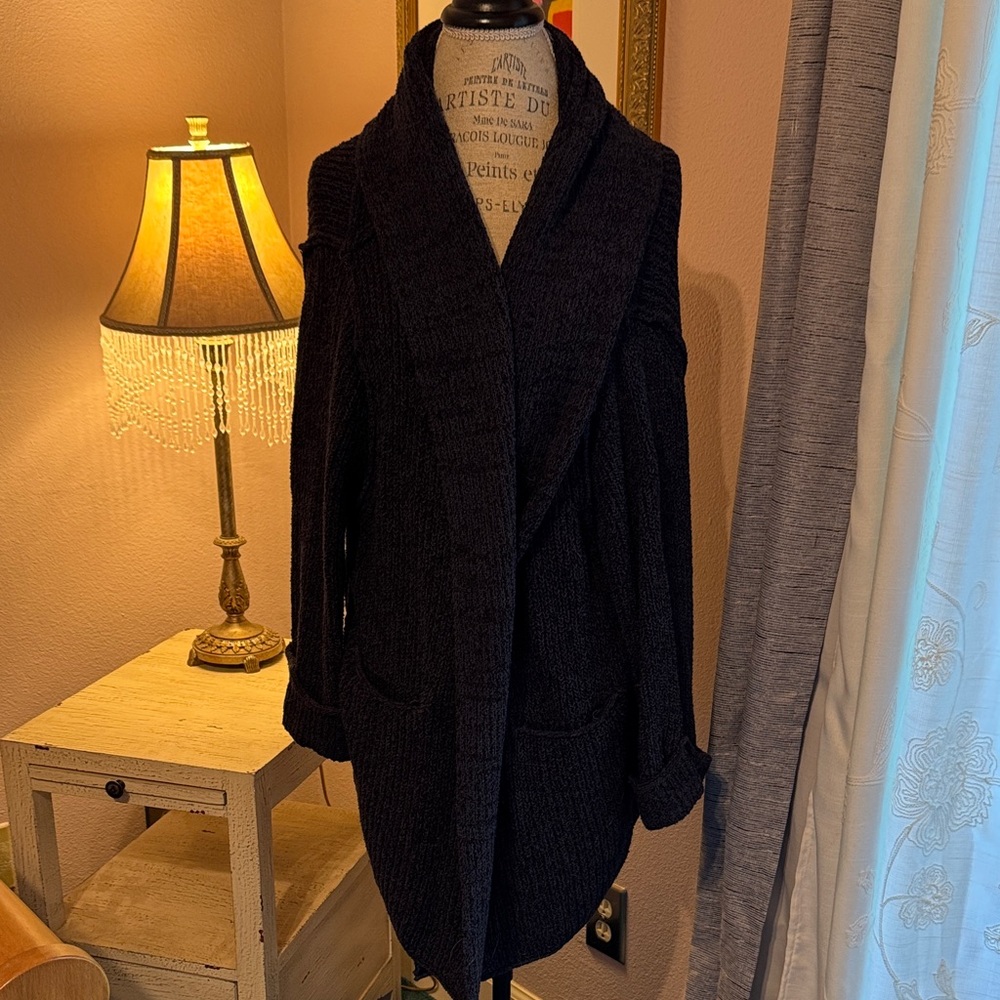 Free People Black Textured chunky sweater
